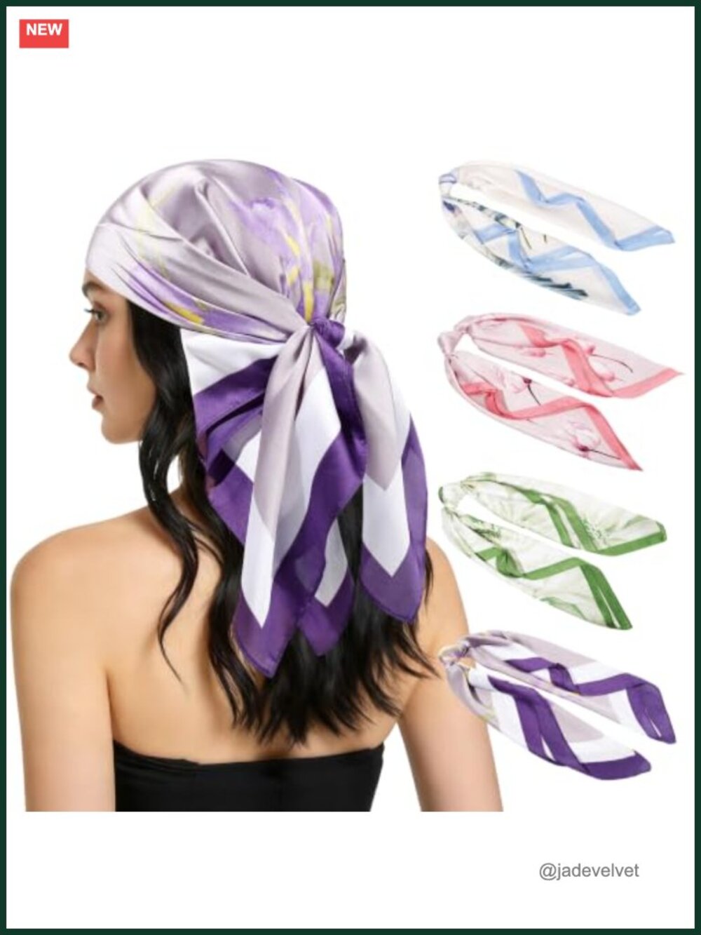 4 Pack Square Silk Feel Scarf Women Headscarf Hair Scarf